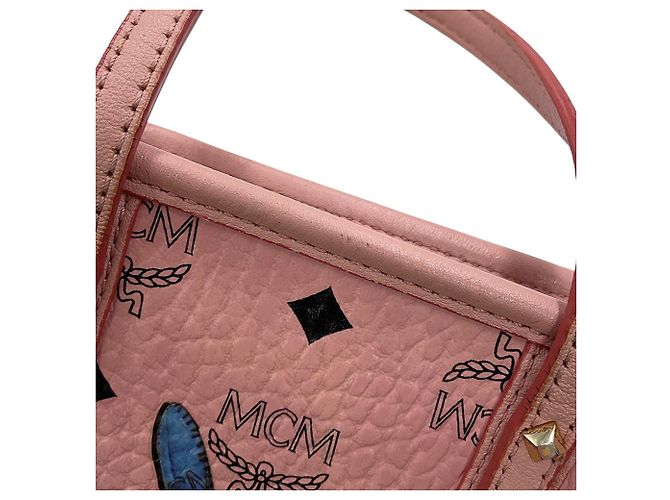 Bolsa de mão em couro rosa MCM - vista 9
