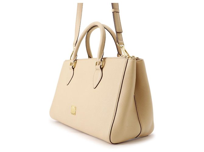 MCM Visetos Leder Tote Bag Beige - Ansicht 2
