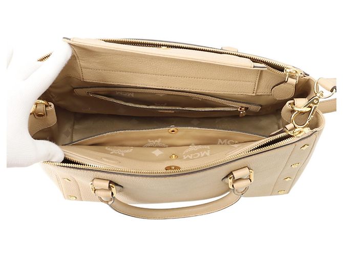 MCM Visetos Leder Tote Bag Beige - Ansicht 6