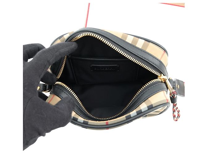 Borsa a tracolla Burberry Nova Check B Patch Nero Rosso Beige - vista 5