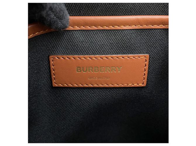 Borsa a tracolla Burberry TB Leather Marrone Nero Beige - vista 12