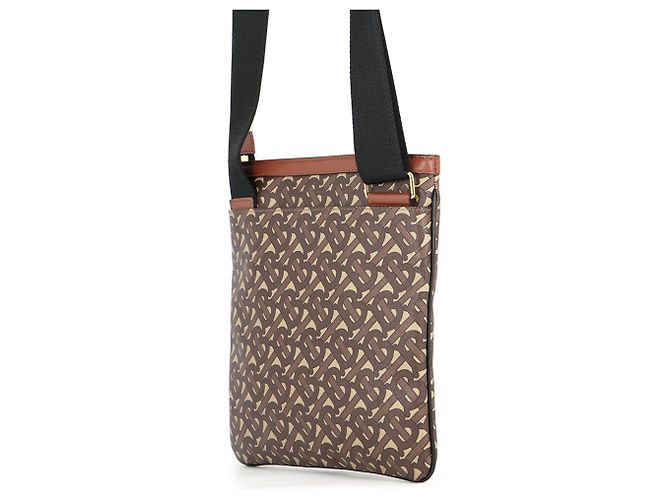 Borsa a tracolla Burberry TB Leather Marrone Nero Beige - vista 2