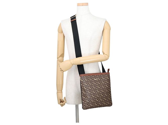 Borsa a tracolla Burberry TB Leather Marrone Nero Beige - vista 4