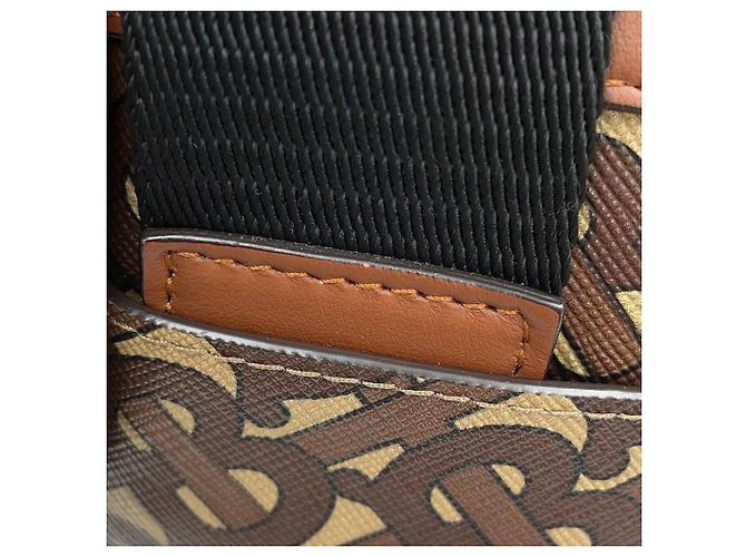 Borsa a tracolla Burberry TB Leather Marrone Nero Beige - vista 8