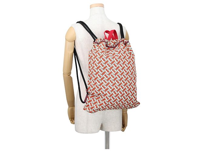 Mochila Burberry TB Nylon Blanco Beige Naranja - vista 4