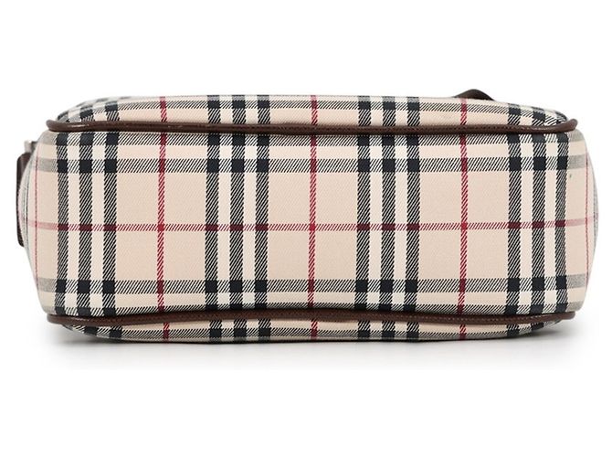 Borsa a tracolla Burberry Nova Check in tela e pelle Nero Rosso Beige - vista 3