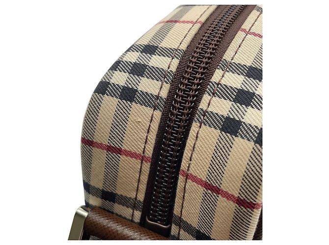 Borsa a tracolla Burberry Nova Check in tela e pelle Nero Rosso Beige - vista 6