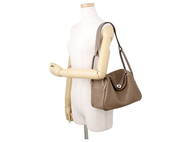 Hermès Borsa Hermes Lindy 26 in Etoupe Gray Taupe - vista 4