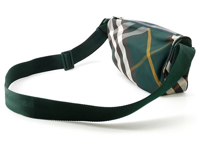 Borsa a tracolla Burberry in nylon Marrone Verde Crudo Giallo - vista 2