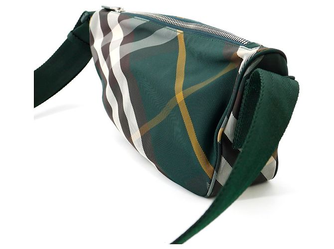 Borsa a tracolla Burberry in nylon Marrone Verde Crudo Giallo - vista 3