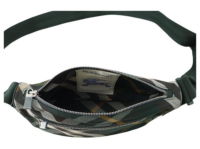 Borsa a tracolla Burberry in nylon Marrone Verde Crudo Giallo - vista 5