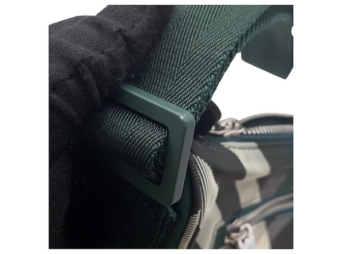 Borsa a tracolla Burberry in nylon Marrone Verde Crudo Giallo - vista 7