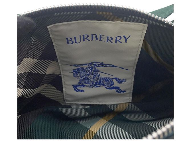 Borsa a tracolla Burberry in nylon Marrone Verde Crudo Giallo - vista 9