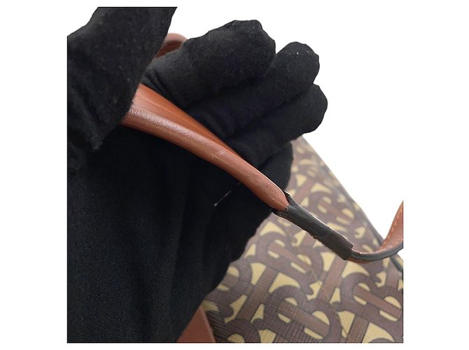 Zaino in pelle Burberry TB Monogram Marrone Multicolore - vista 13
