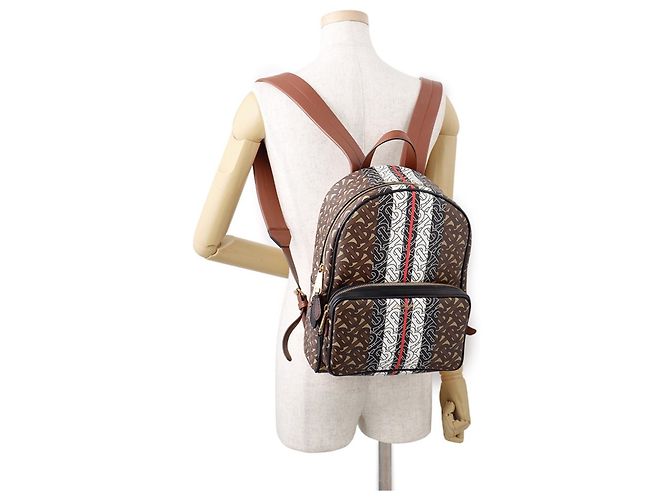 Zaino in pelle Burberry TB Monogram Marrone Multicolore - vista 4