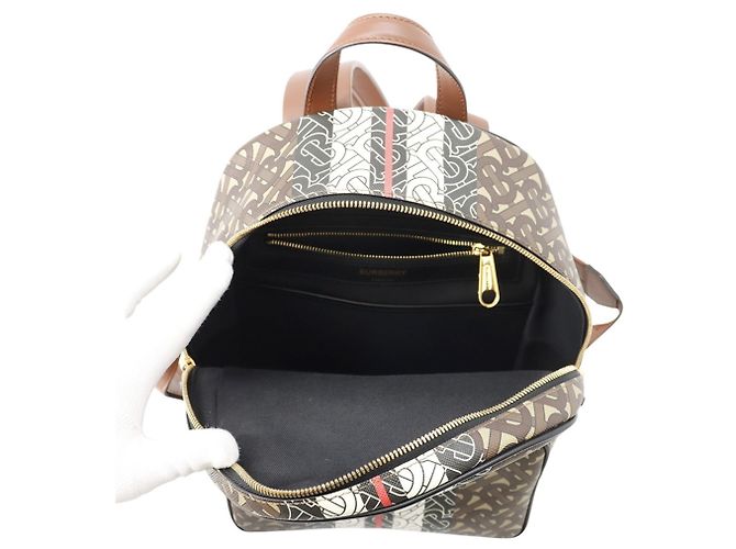 Zaino in pelle Burberry TB Monogram Marrone Multicolore - vista 5