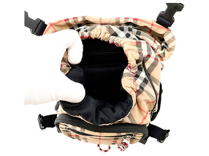 Borsa a tracolla Burberry Nova Check Nero Beige - vista 6