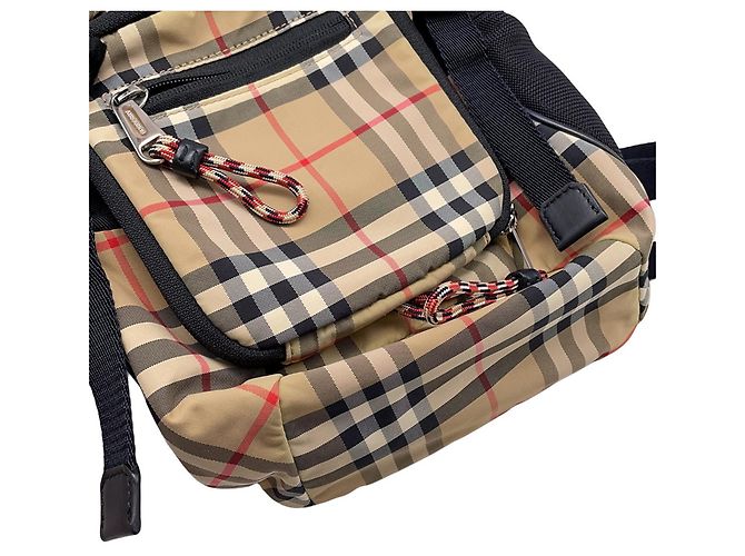 Borsa a tracolla Burberry Nova Check Nero Beige - vista 8