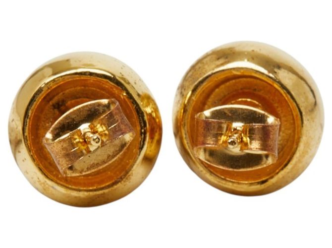 Pendientes de botón Chanel chapados en oro - vista 3