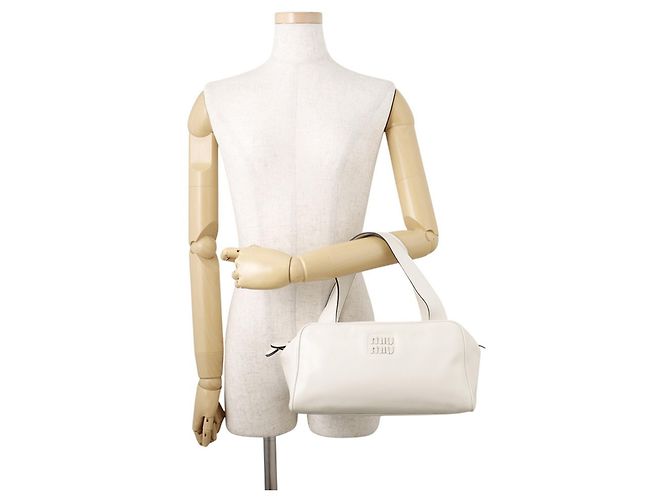 Borsa a mano Miu Miu Miu Bowling in pelle Bianco - vista 4