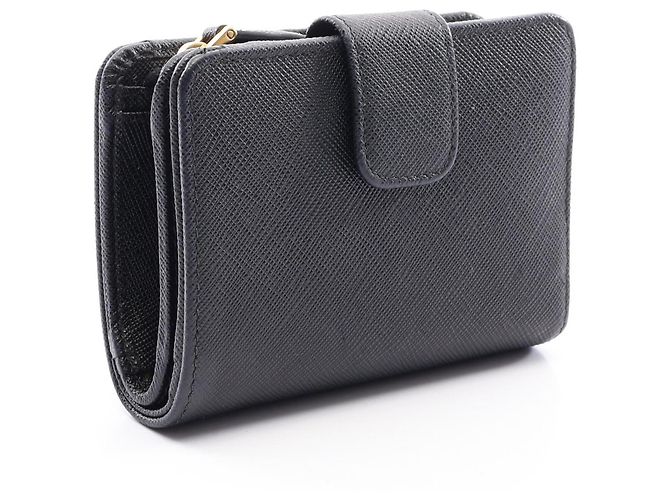 Portafoglio bi-fold Prada Saffiano Triangolo Nero - vista 2