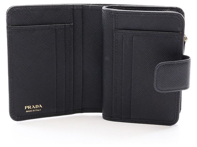 Portafoglio bi-fold Prada Saffiano Triangolo Nero - vista 3