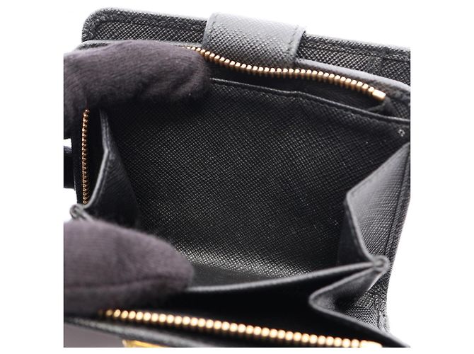 Portafoglio bi-fold Prada Saffiano Triangolo Nero - vista 6