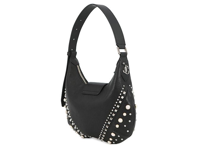 Borsa Hobo Small in pelle con perle finte Jimmy Choo Bar Nero - vista 2