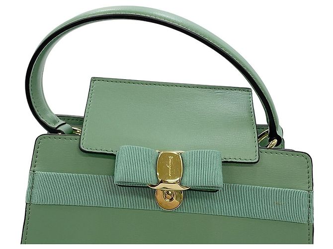 Sac à épaule en cuir vert clair Salvatore Ferragamo - vue 12