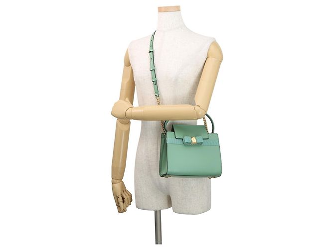 Sac à épaule en cuir vert clair Salvatore Ferragamo - vue 5