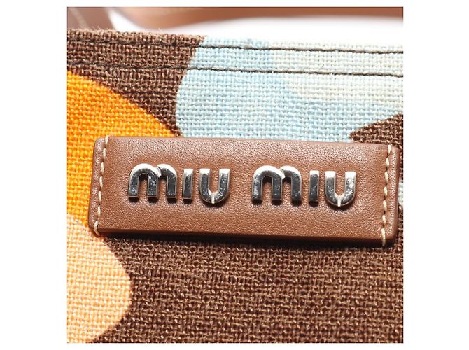 Borsa Tote Miu Miu in Tessuto stampata Marrone Multicolore - vista 12