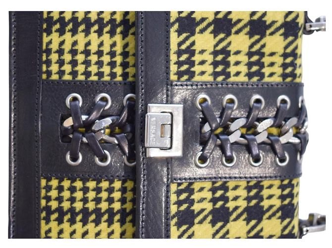 Medusa Borsa a spalla Versace Tweed Pied-de-poule Giallo Nero - vista 13