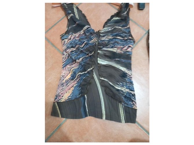 Completo Top e Gonna in Seta Roberto Cavalli Marrone Multicolore - vista 5