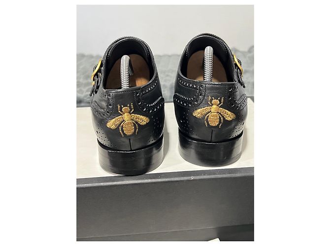 Gucci Mocassini in pelle nera con doppia fibbia e borchie Nero - vista 11
