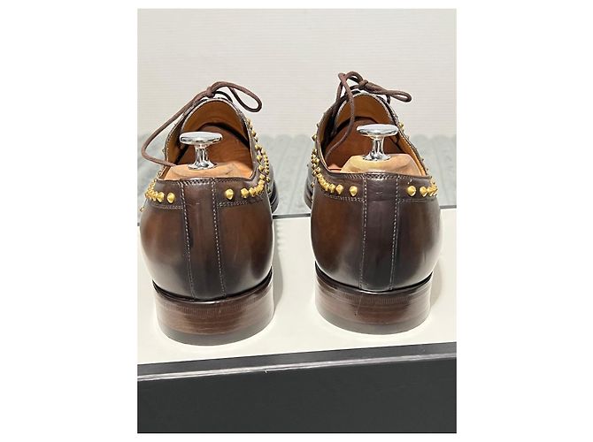 Gucci Scarpe Oxford in pelle marrone borchiate - vista 8