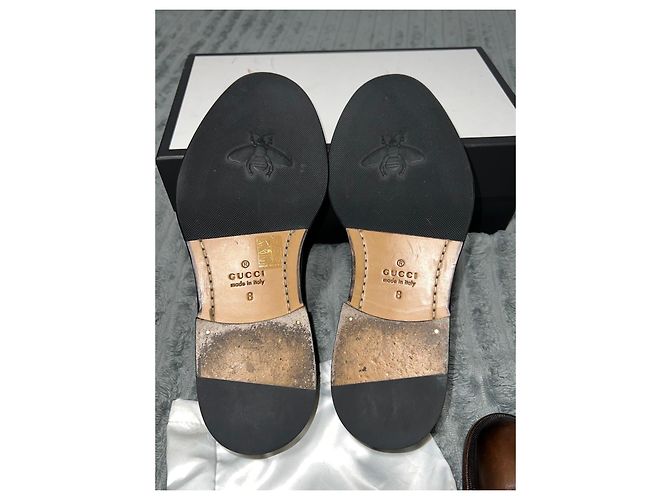 Gucci Scarpe Derby in pelle nera con api e stelle Nero - vista 14