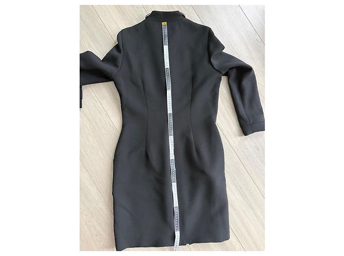 Thierry Mugler Mugler Abrigo de Lana Negro con Detalles Plateados - vista 13