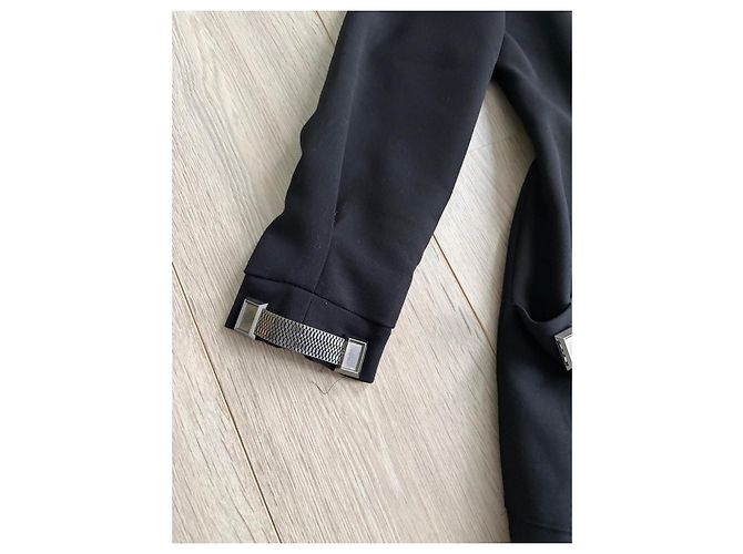 Thierry Mugler Mugler Abrigo de Lana Negro con Detalles Plateados - vista 4