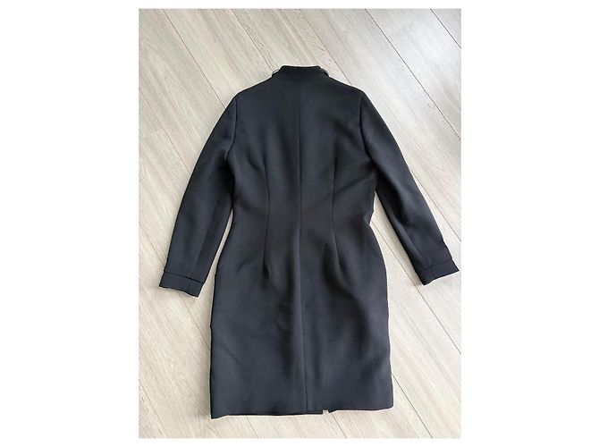 Thierry Mugler Mugler Abrigo de Lana Negro con Detalles Plateados - vista 9