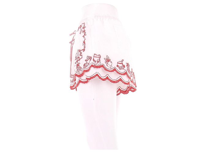 Autre Marque Pantaloncini bianchi con ricami rossi Bianco - vista 4