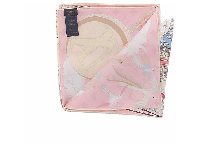 Louis Vuitton Pañuelo de seda rosa 90 cm - vista 4