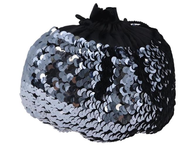 Autre Marque SAINT LAURENT Purse Shoulder Bag Sequin nylon Black - vista 3