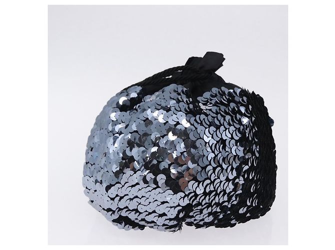 Autre Marque SAINT LAURENT Purse Shoulder Bag Sequin nylon Black - vista 4