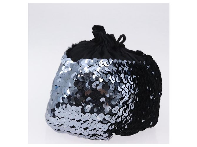 Autre Marque SAINT LAURENT Purse Shoulder Bag Sequin nylon Black - vista 5