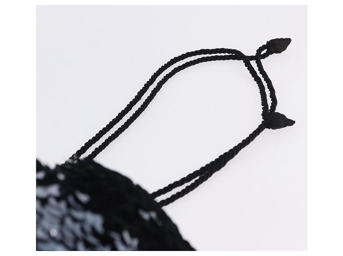 Autre Marque SAINT LAURENT Purse Shoulder Bag Sequin nylon Black - vista 8