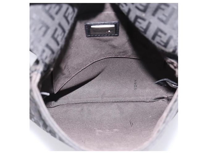 FENDI Zucchino Canvas Mamma Baguette Shoulder Bag Black 8BT075 - vista 11