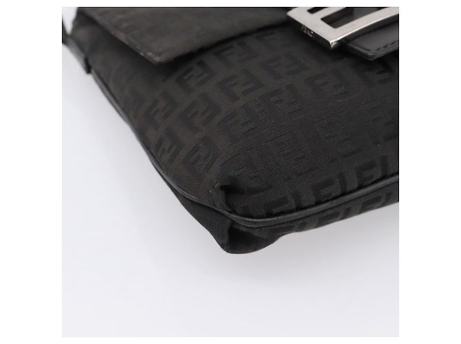 FENDI Zucchino Canvas Mamma Baguette Shoulder Bag Black 8BT075 - vista 14