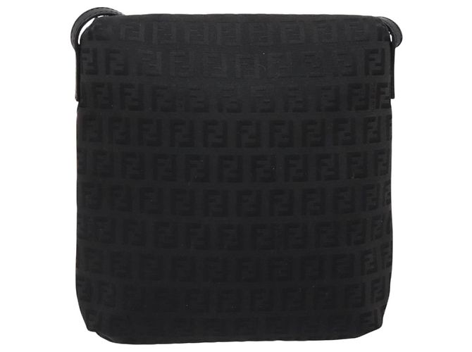 FENDI Zucchino Canvas Mamma Baguette Shoulder Bag Black 8BT075 - vista 2