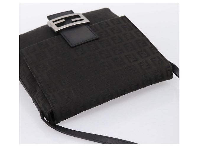 FENDI Zucchino Canvas Mamma Baguette Shoulder Bag Black 8BT075 - vista 6