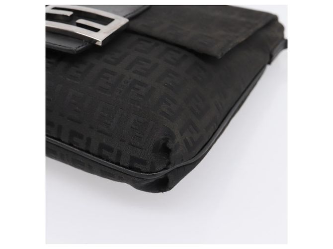 FENDI Zucchino Canvas Mamma Baguette Shoulder Bag Black 8BT075 - vista 9